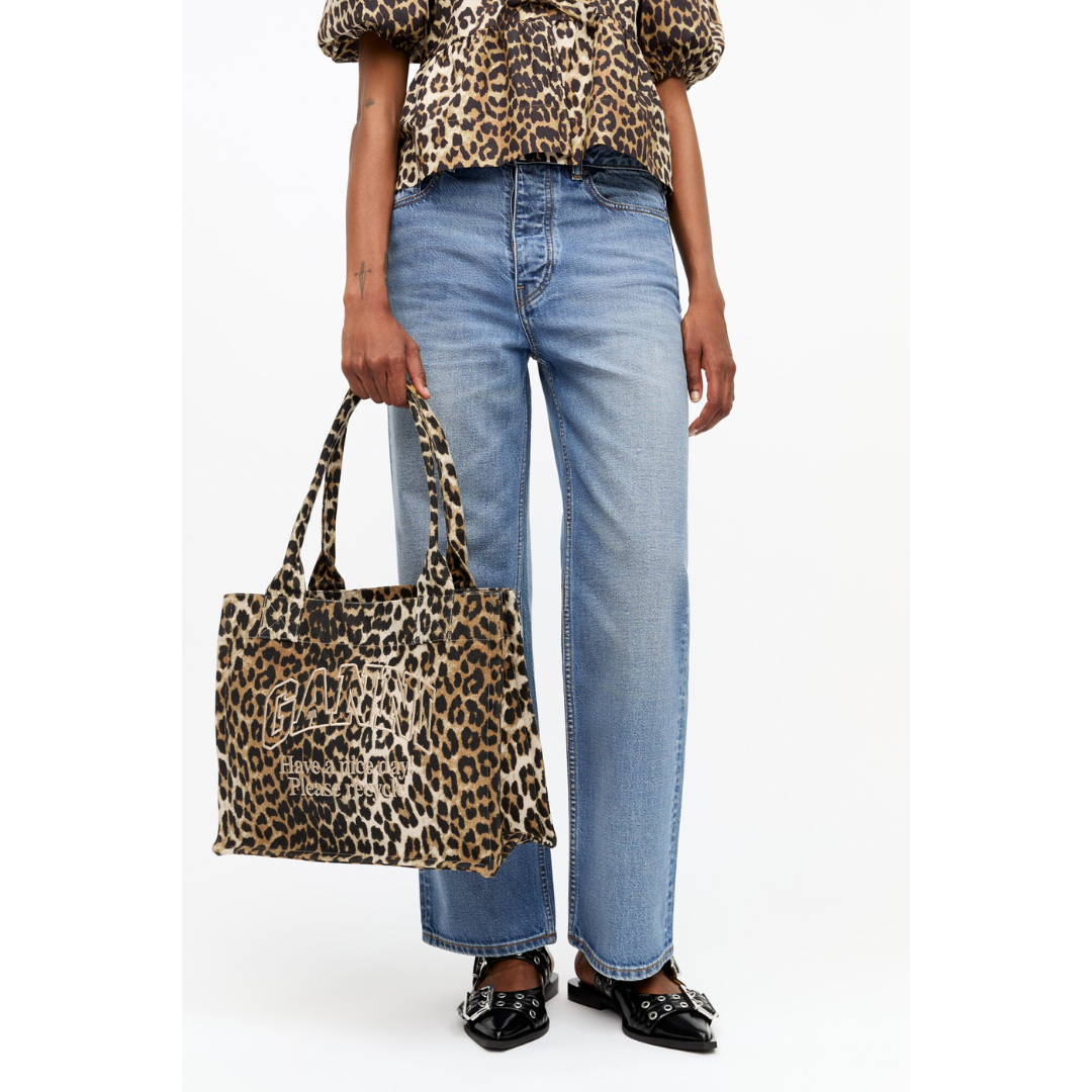 Leopard Print Canvas Tote