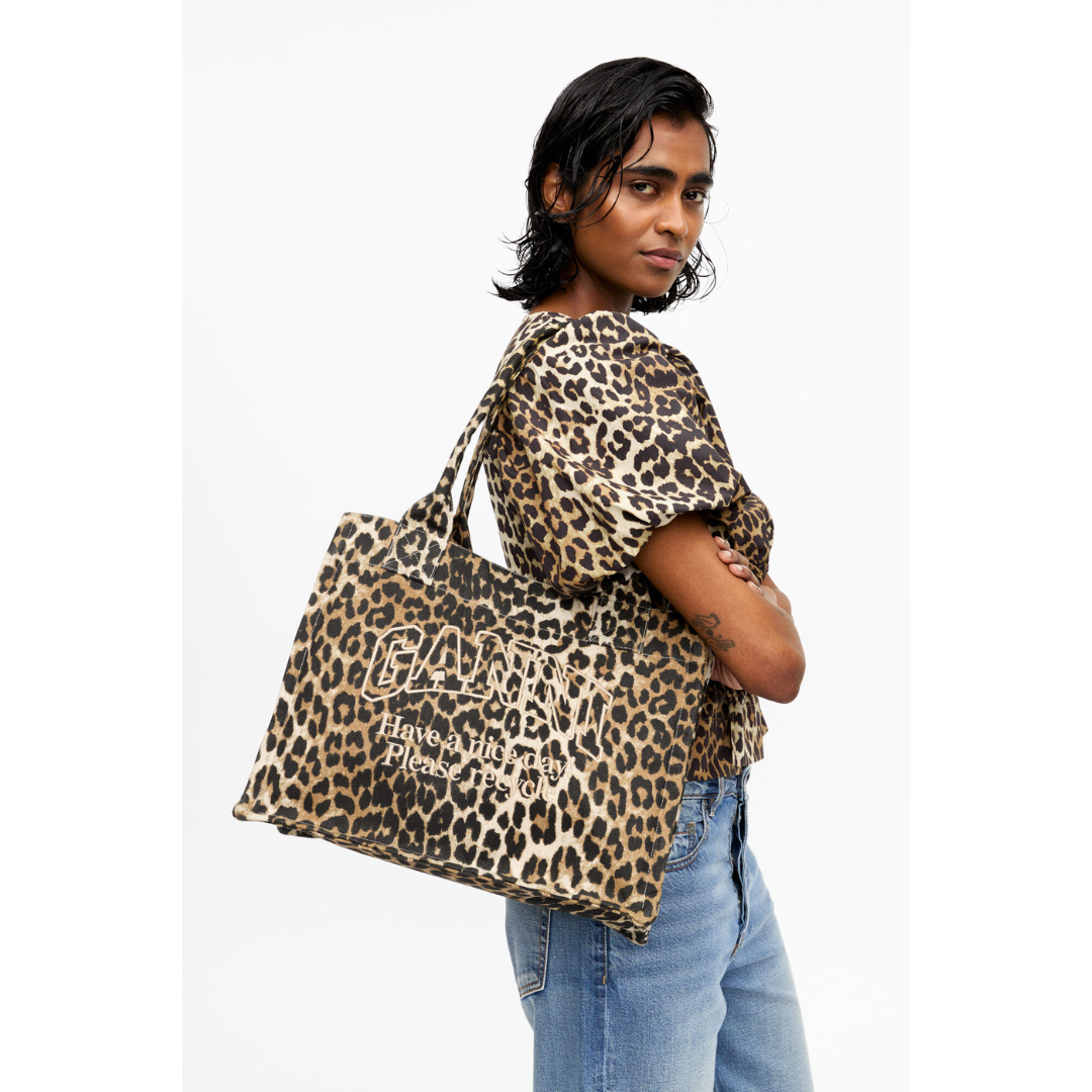 Leopard Print Canvas Tote