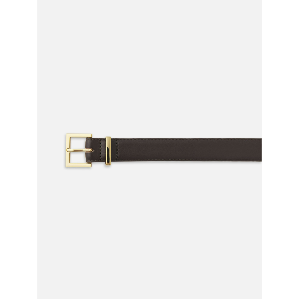 The Leather Square Buckle Belt - Dark Brown