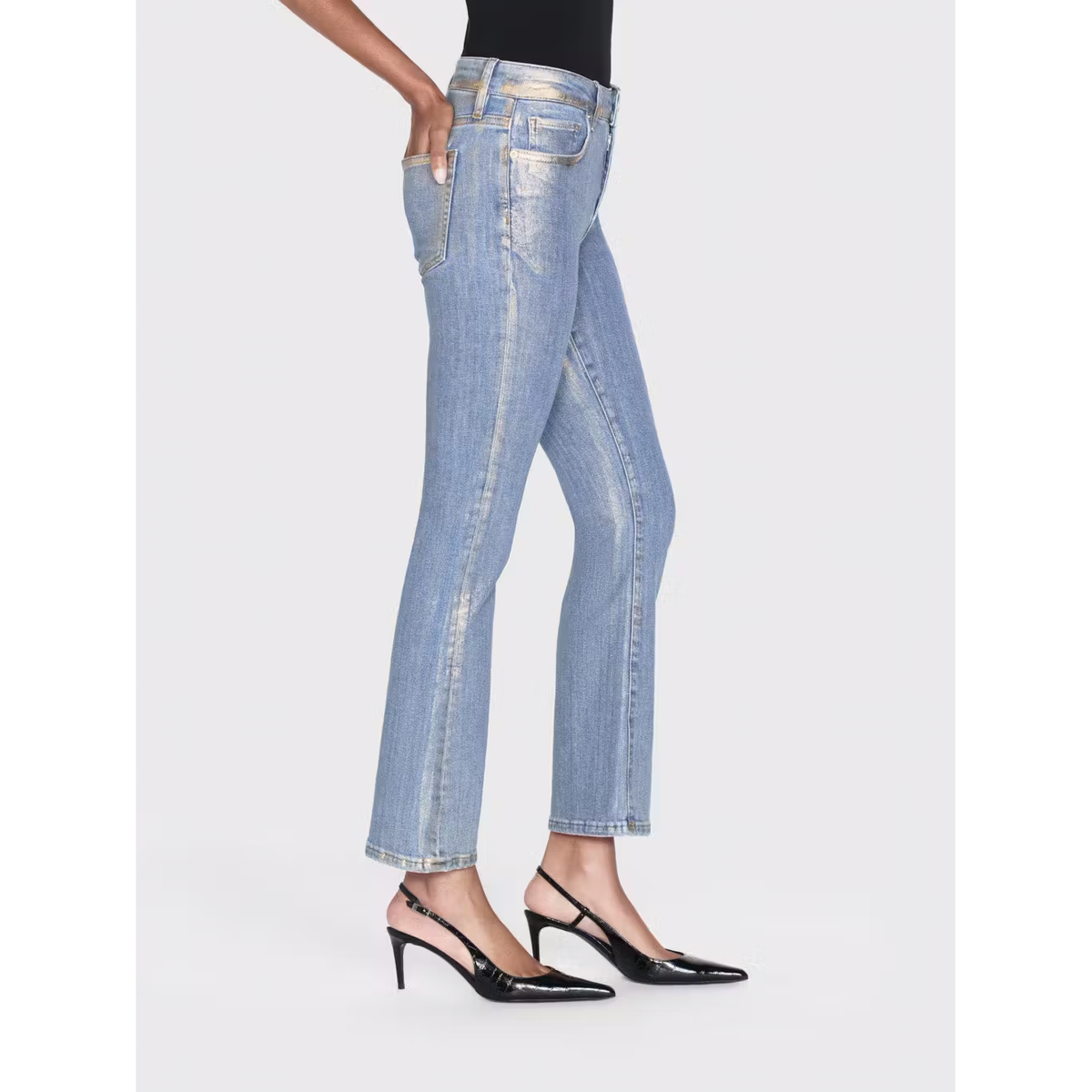 Le Crop Mini Boot - Gold Hologram