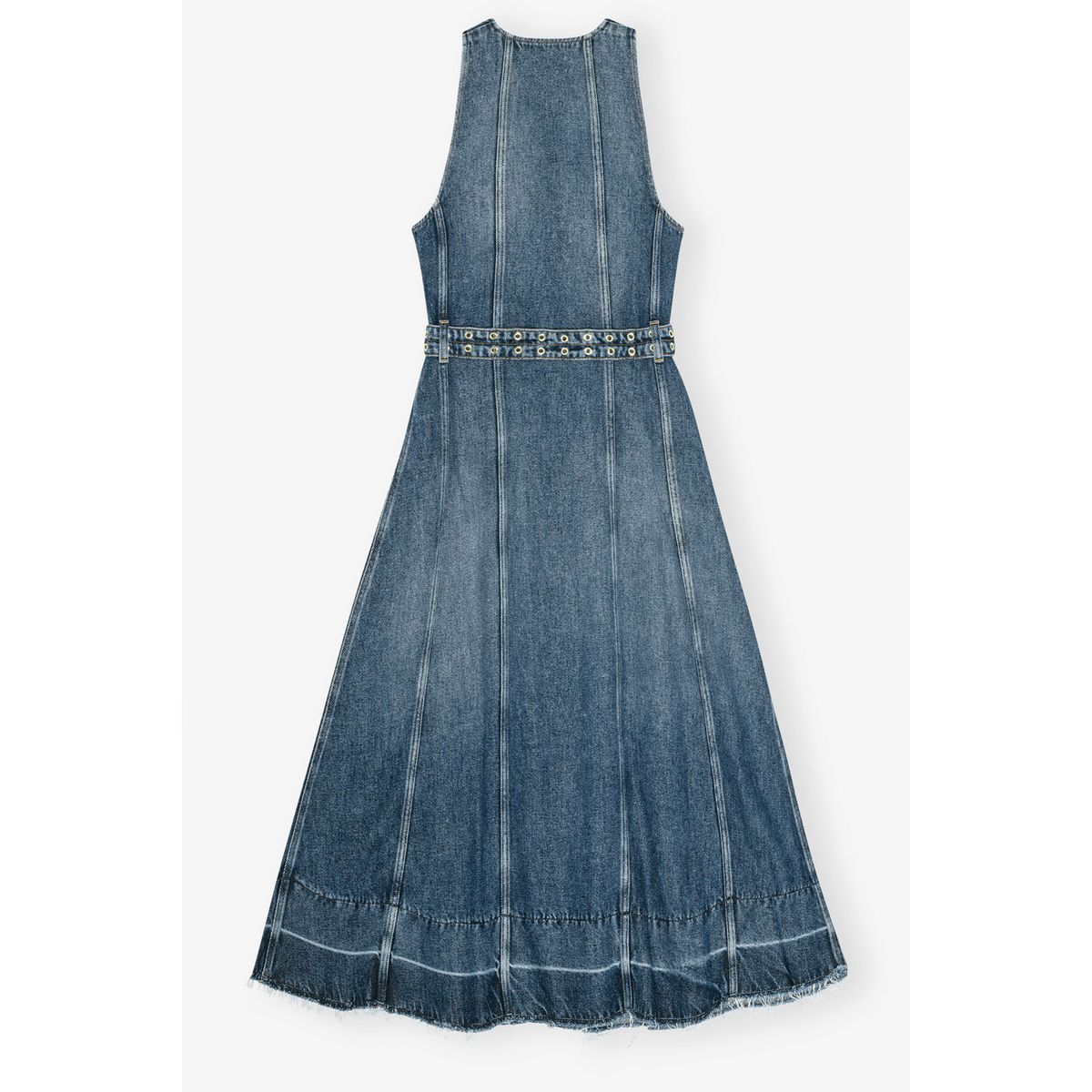 Blue Belted Midi Dress