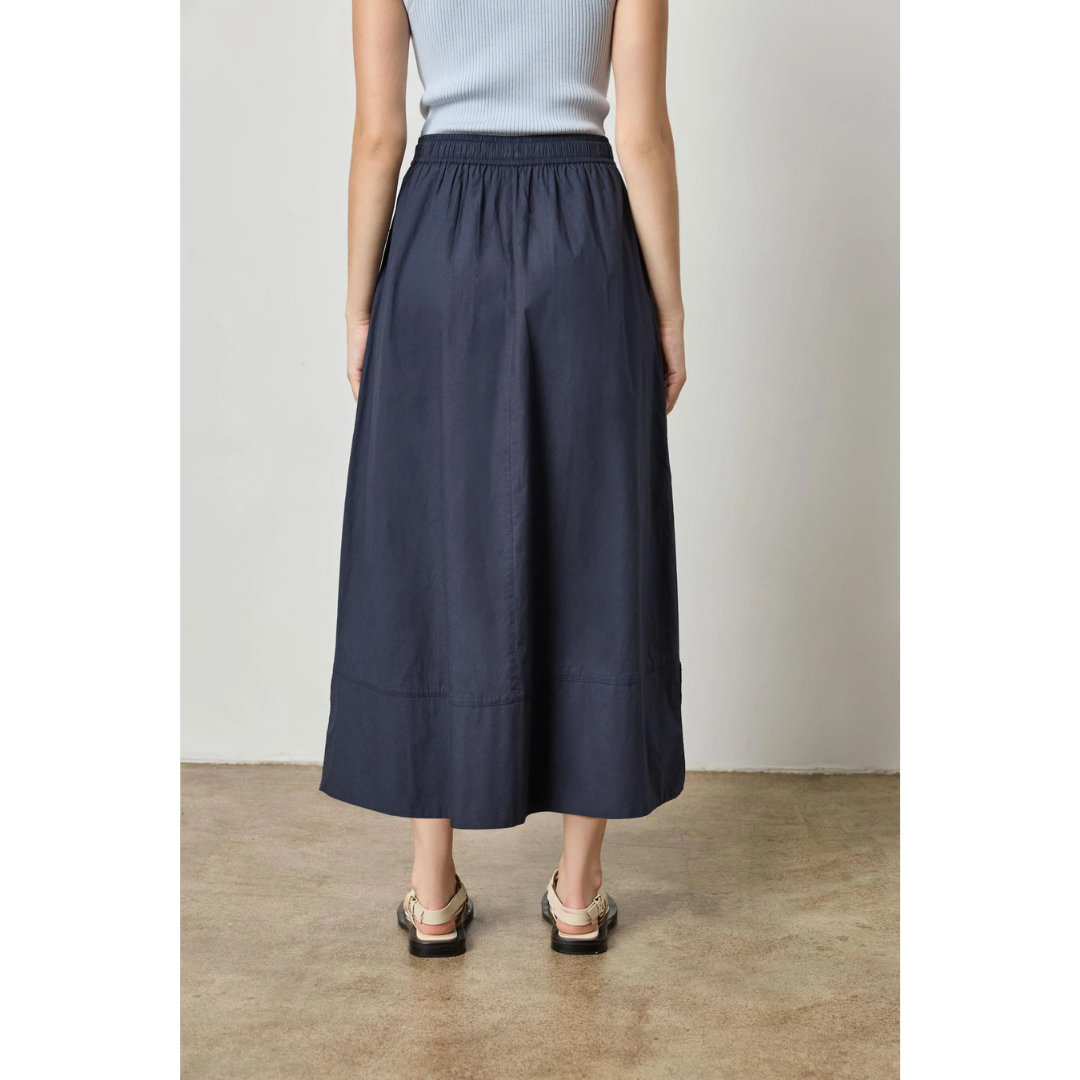 Long Poplin Skirt - Navy