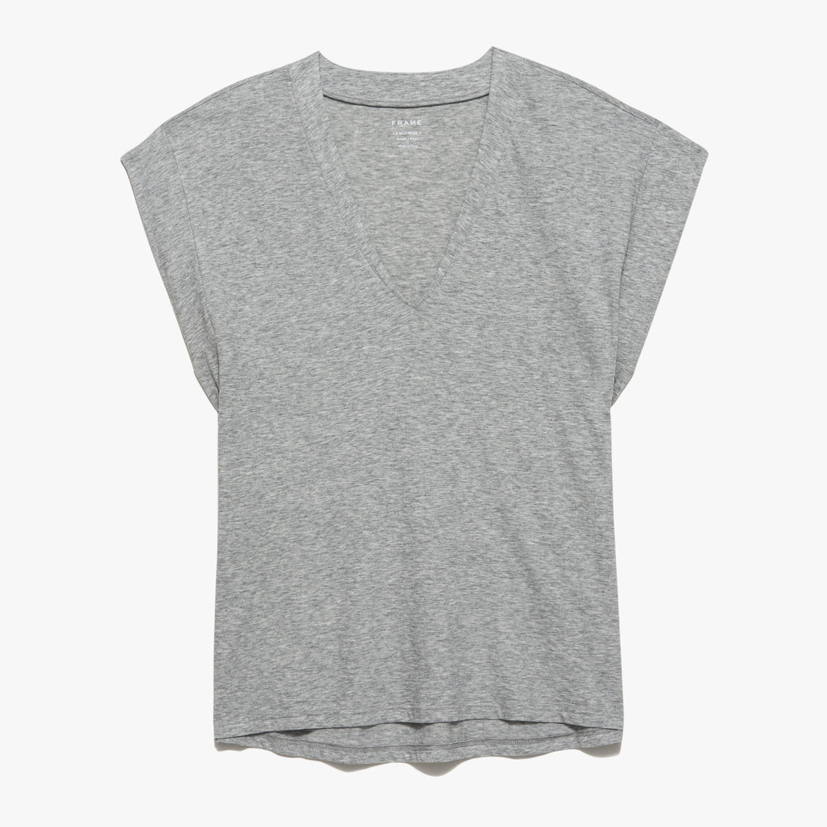 Le Mid Rise V Neck Tee - Gray