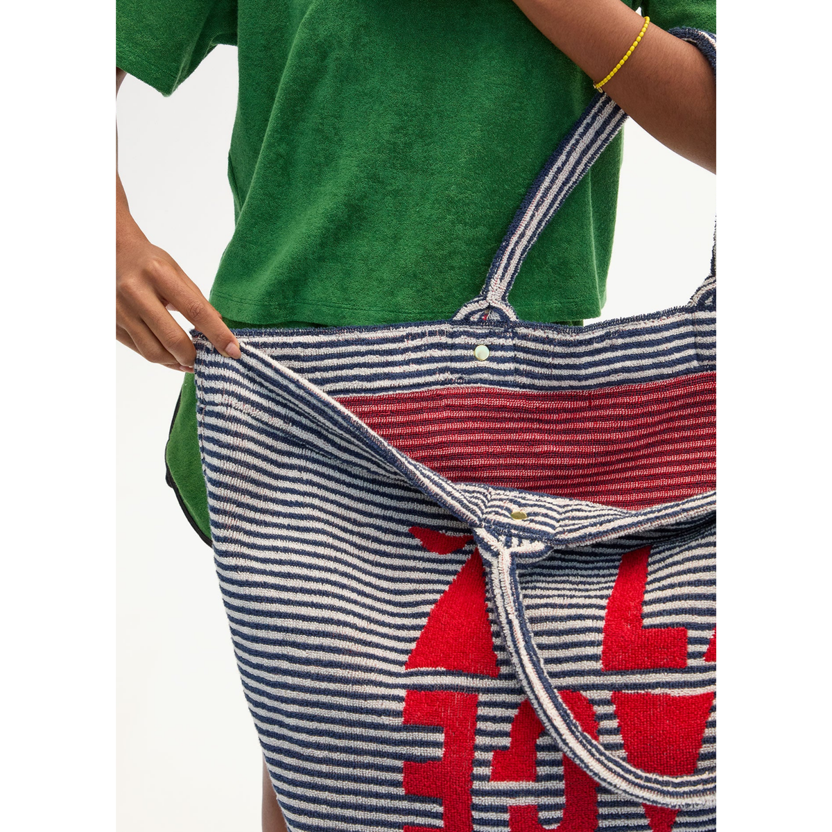 La Plage Tote - Deep Dive/Cream Stripe with Maraschino