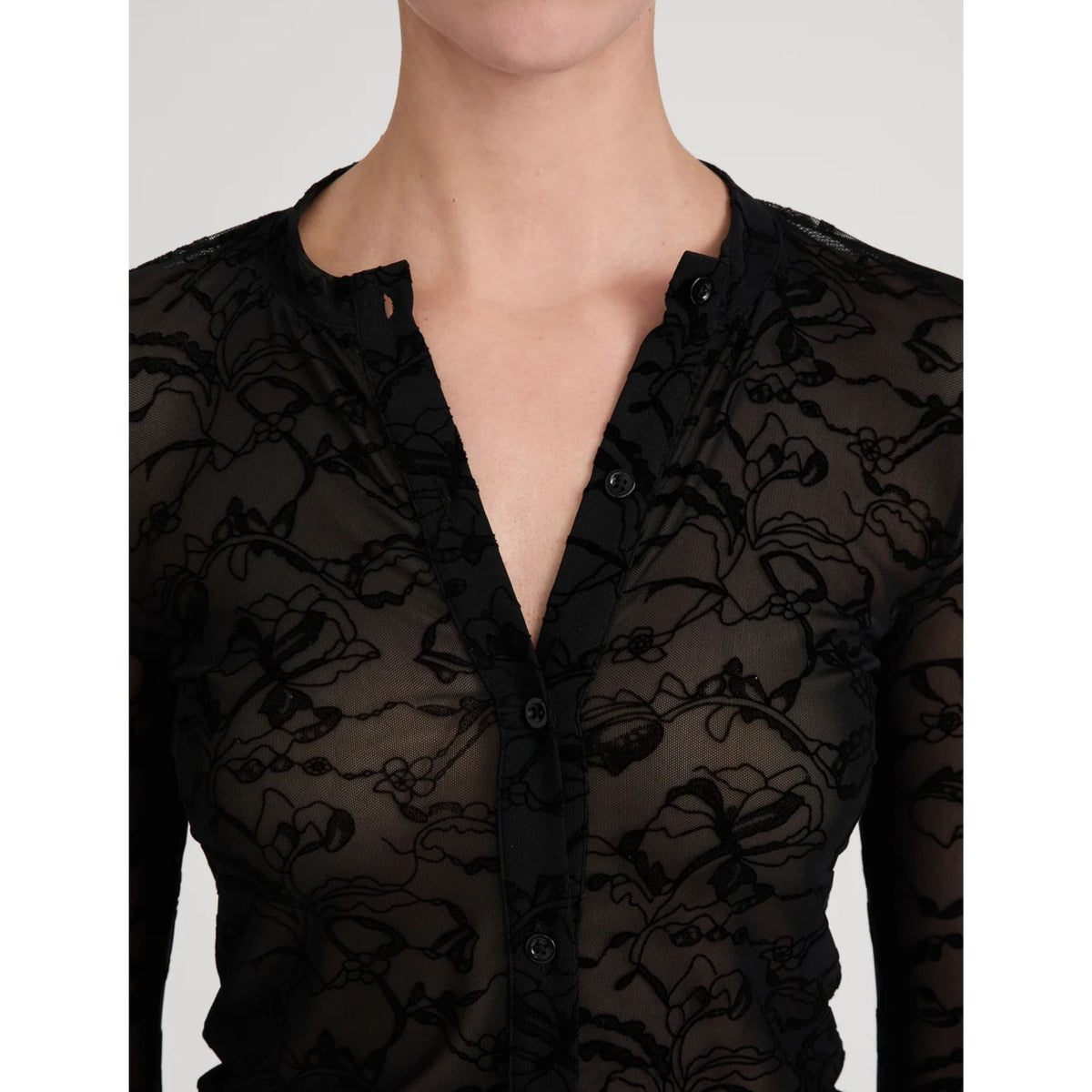 Lace Burnout Top - Black