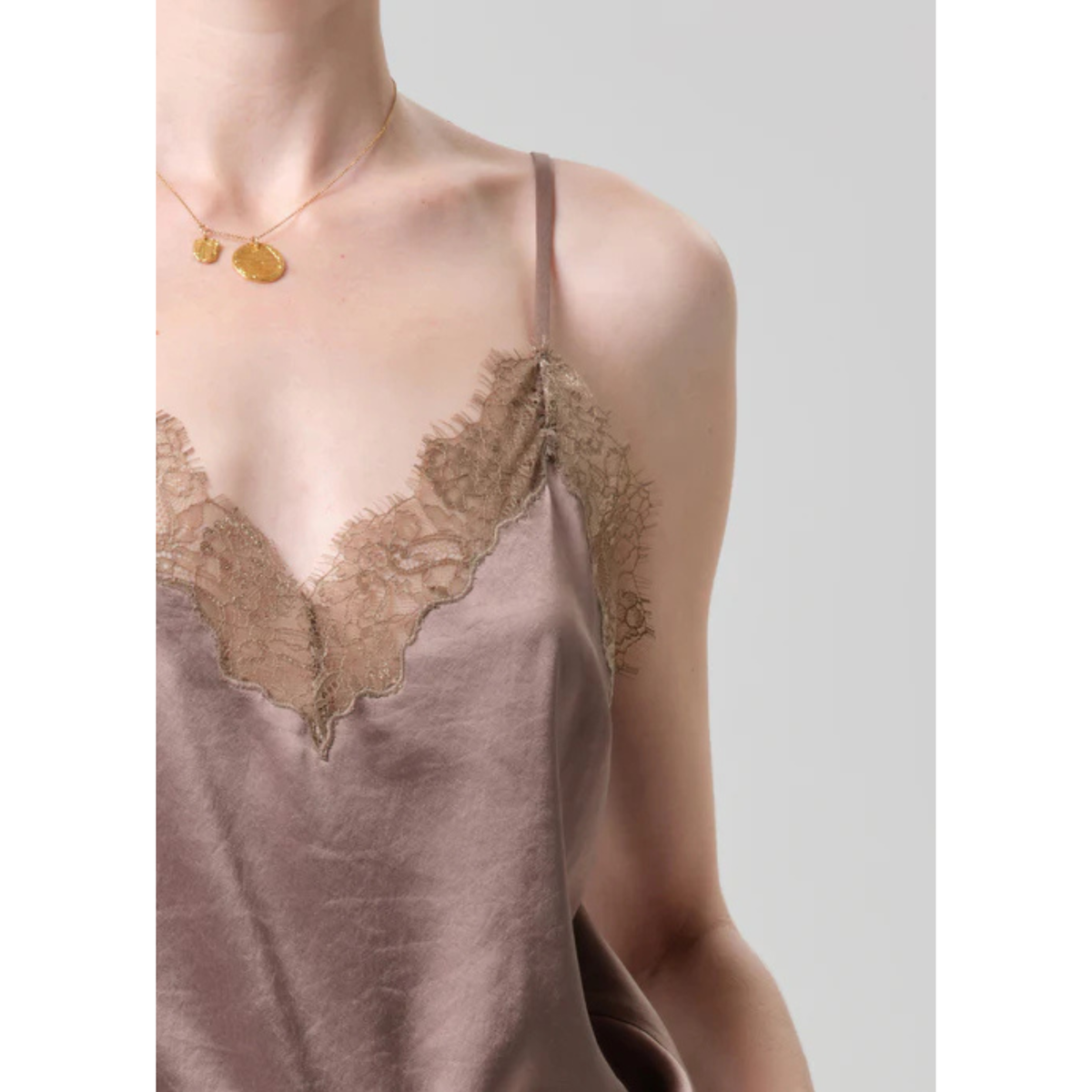 Lace Trimmed Cami - Cocoa