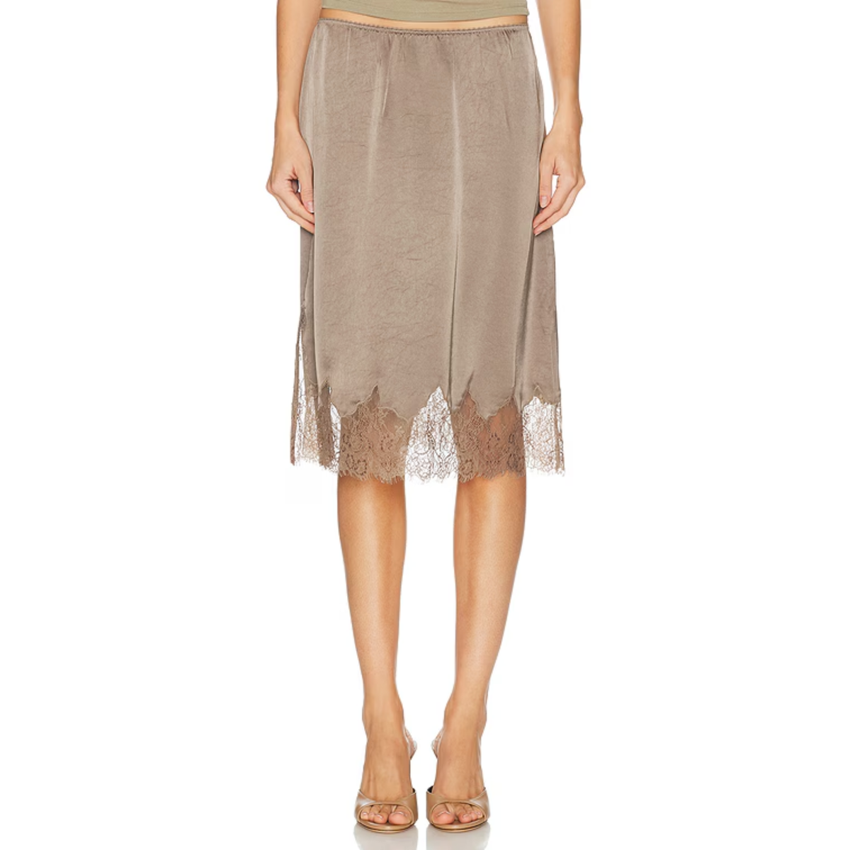 Lace Trimmed Skirt - Cocoa