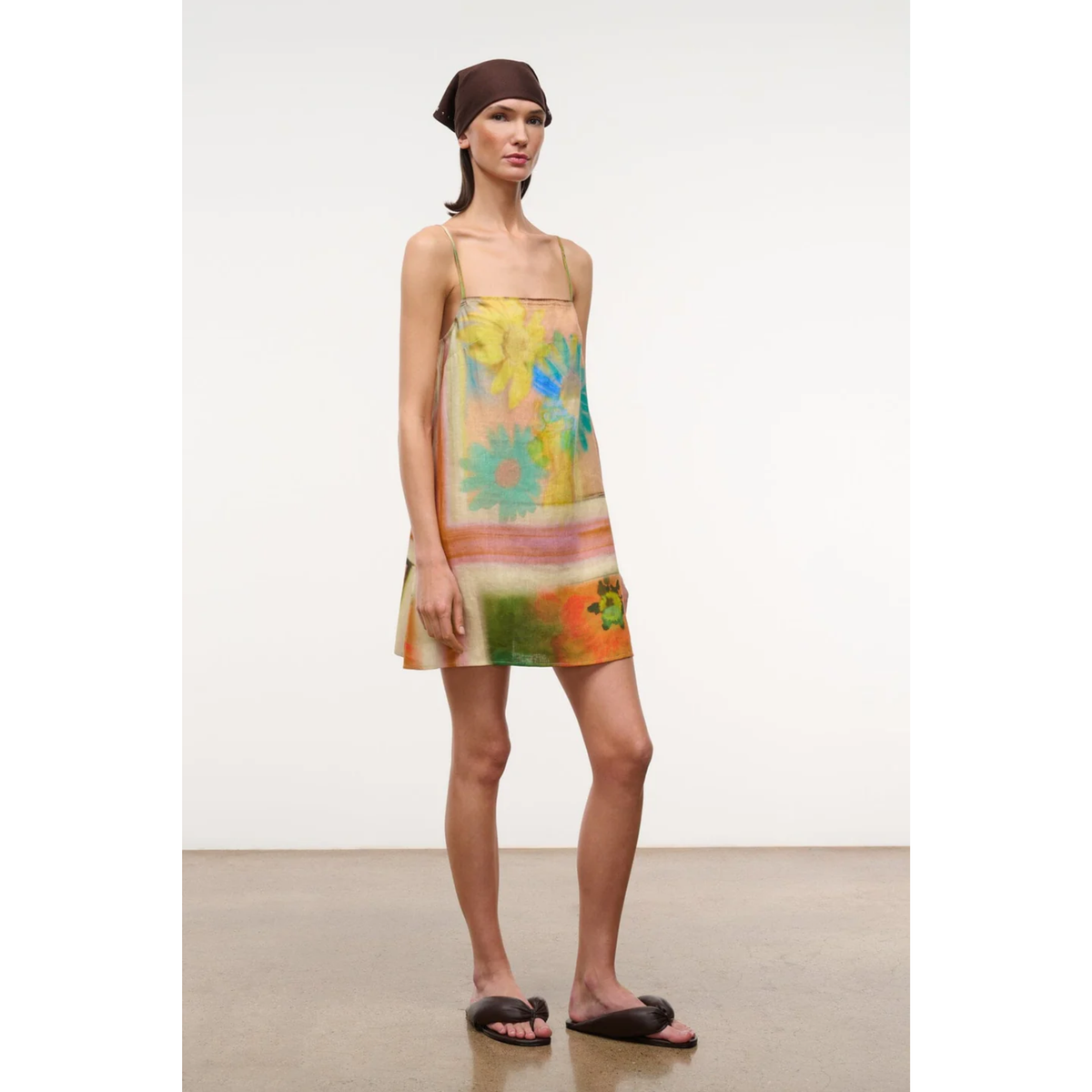 Laura Linen Mini Dress - Superbloom Scarf