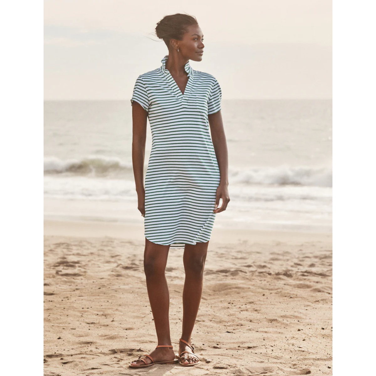 Lauren Polo Dress - Green and White Stripe