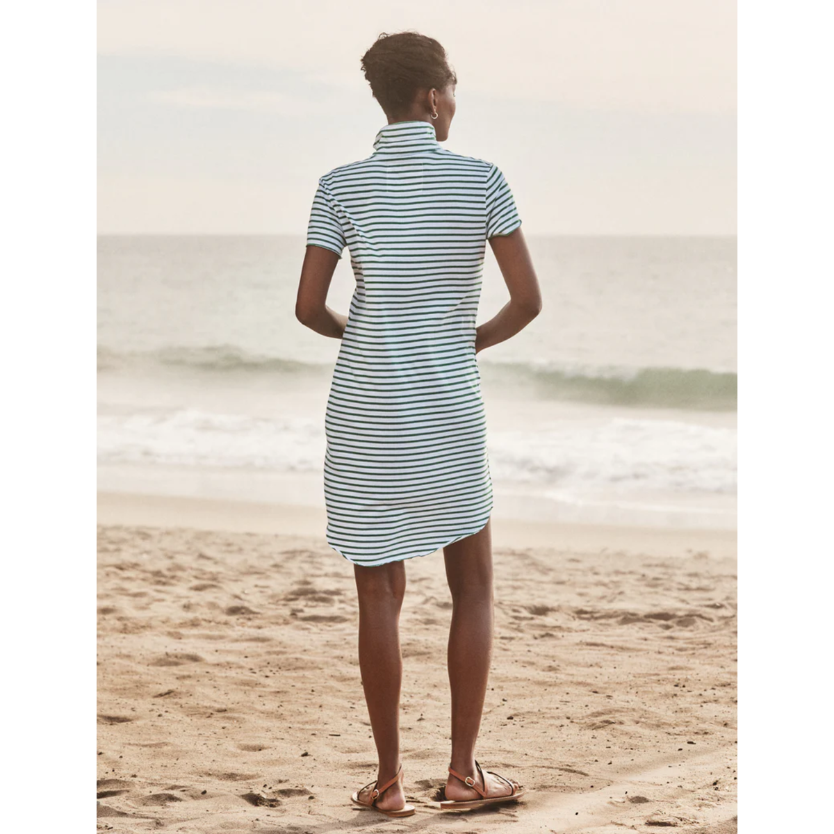 Lauren Polo Dress - Green and White Stripe