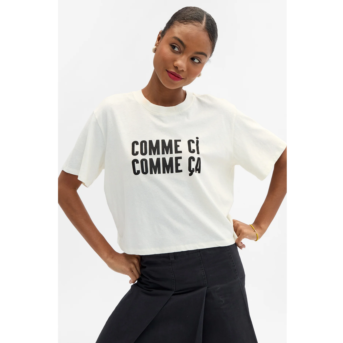 Le Carre Tee - Cream With Black Comme Ci Comme Ca