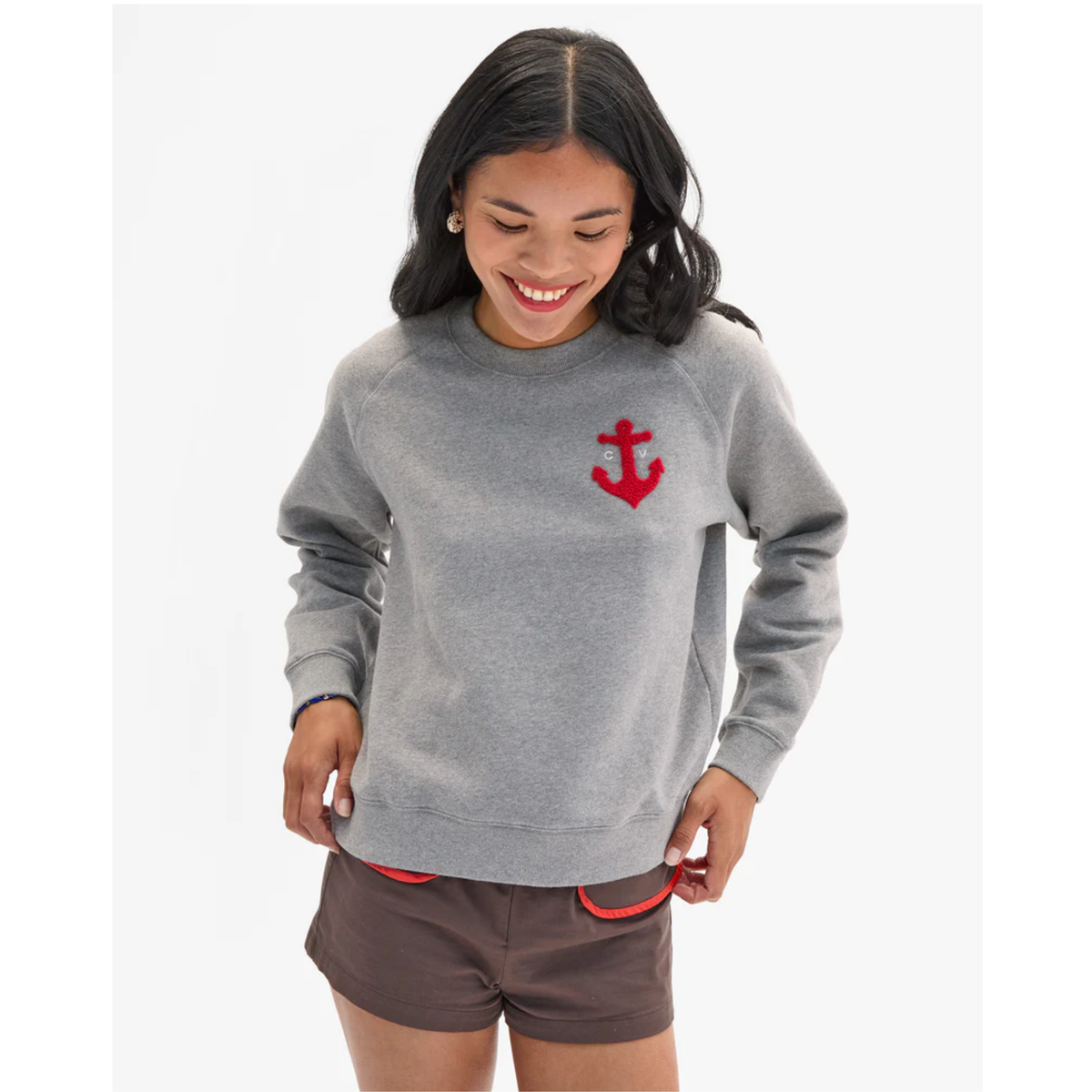 Le Court Sweatshirt - Grey Melange W/CV Anchor