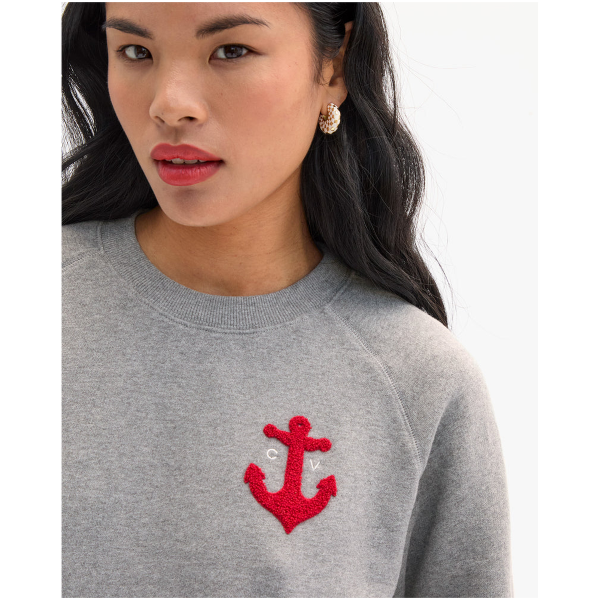 Le Court Sweatshirt - Grey Melange W/CV Anchor