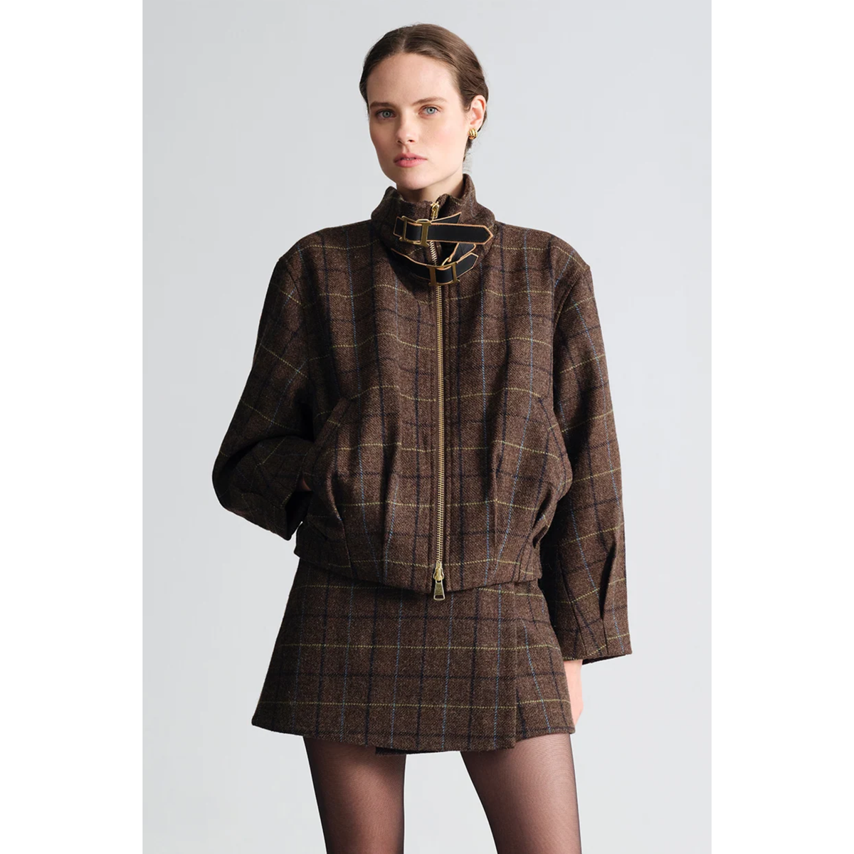 Loana Jacket - Oswald Plaid Army Green
