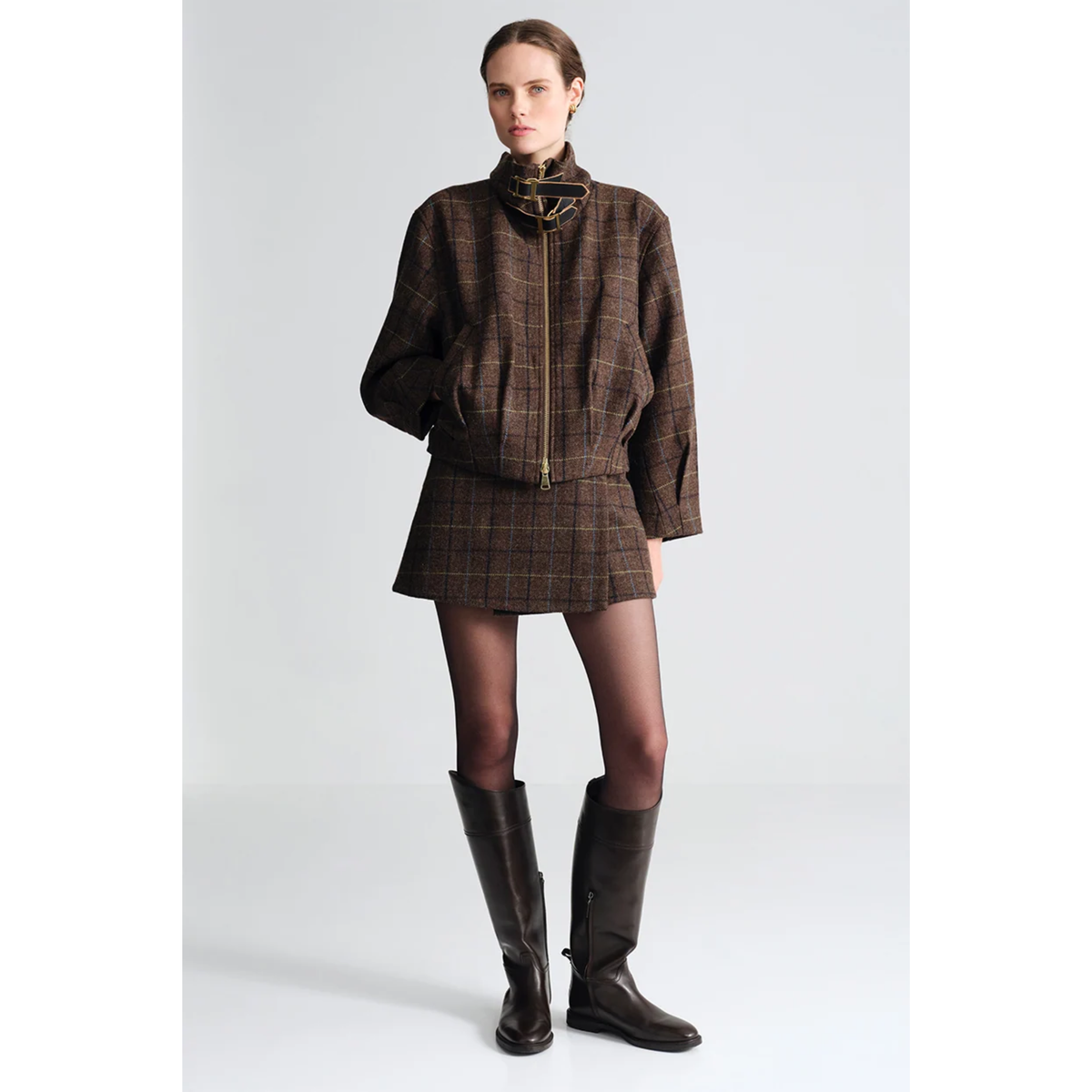 Loana Jacket - Oswald Plaid Army Green