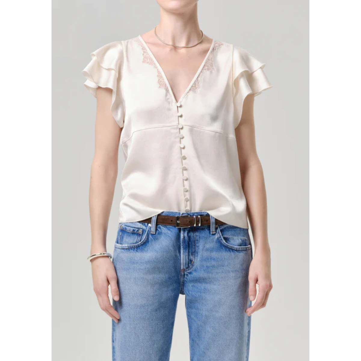 Lola Flutter Top - Cream
