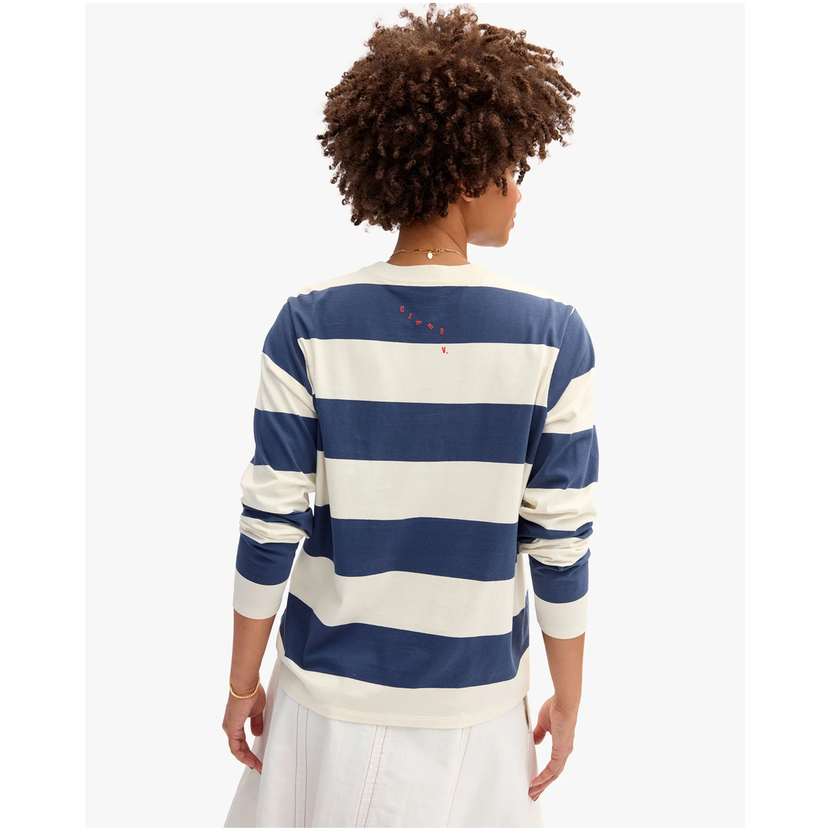 Long Sleeve Tee - Cream/Navy Rugby Stripe