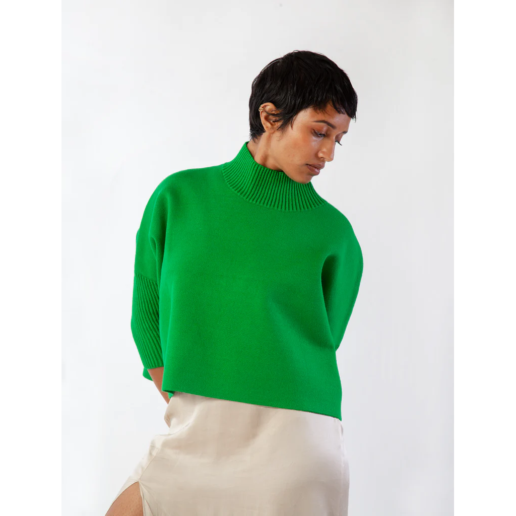 aja sweater in mighty green
