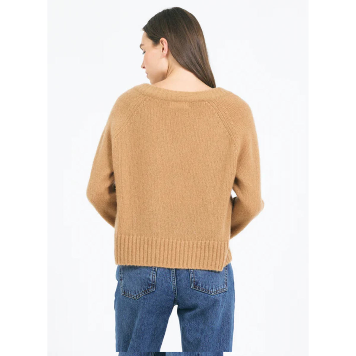 Mable Cable V-Neck Pullover - Chestnut