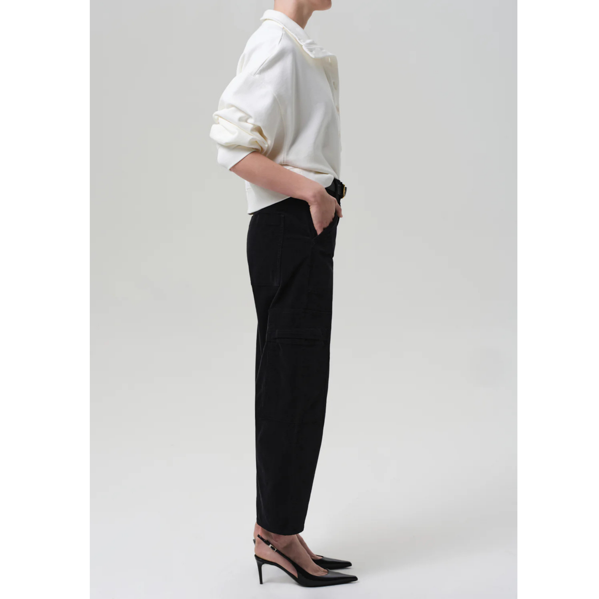 Marcelle Low Slung Cargo Corduroy - Charcoal