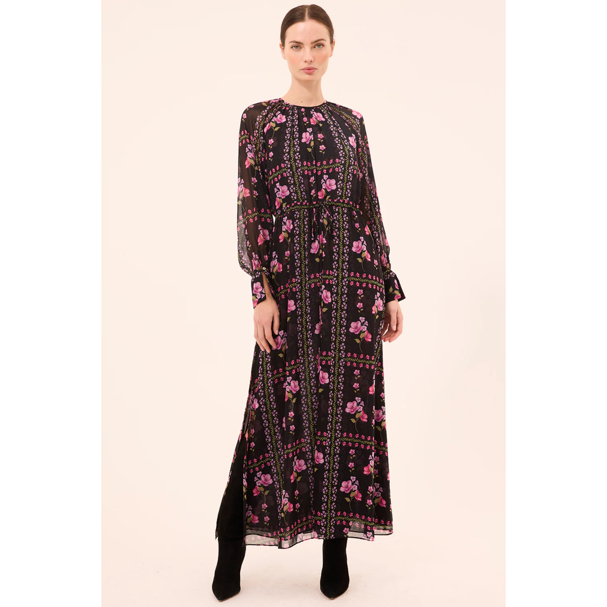 Moira Dress - Midnight Lattice Chiffon