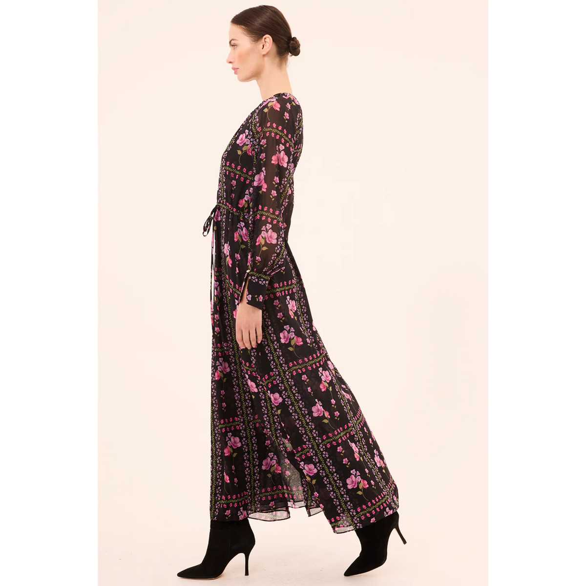 Moira Dress - Midnight Lattice Chiffon