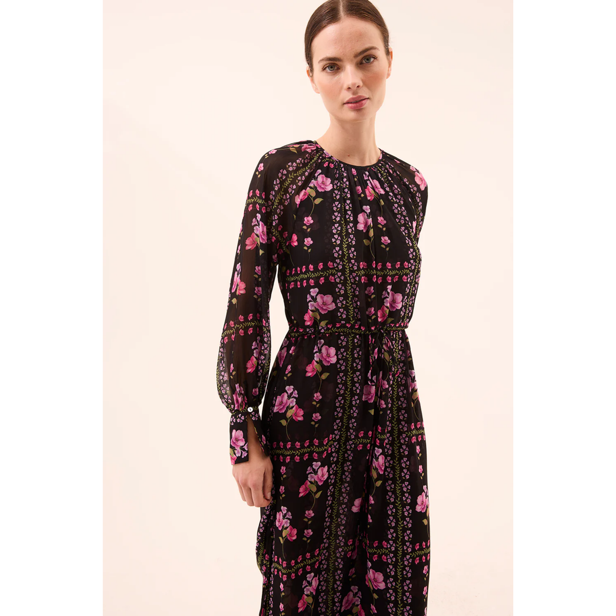 Moira Dress - Midnight Lattice Chiffon