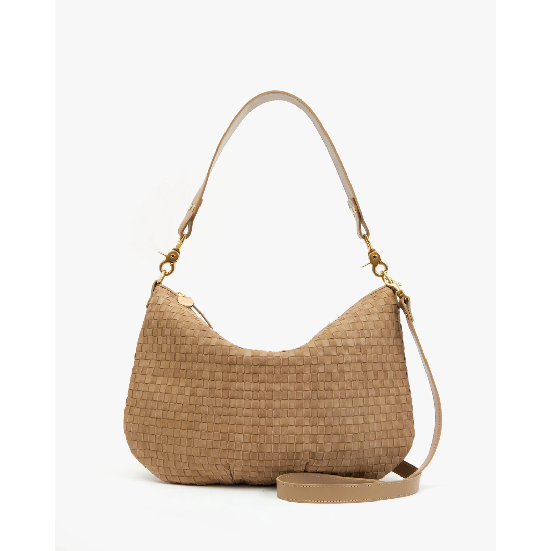 Moyen Messenger - Clay Leather &amp; Suede Woven Checker