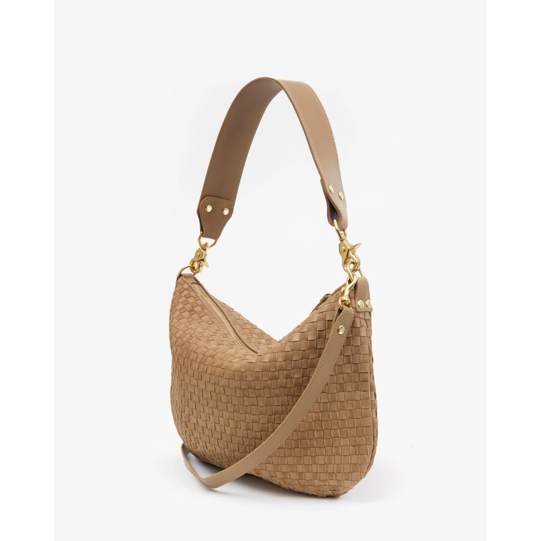 Moyen Messenger - Clay Leather &amp; Suede Woven Checker