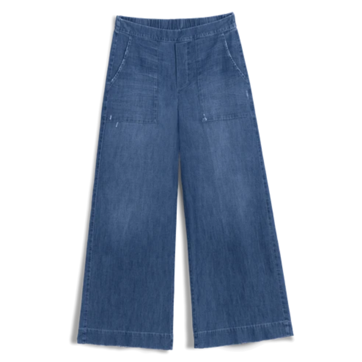 Madeline Patch Pocket Pull-On Pant - Distressed Indigo Wash