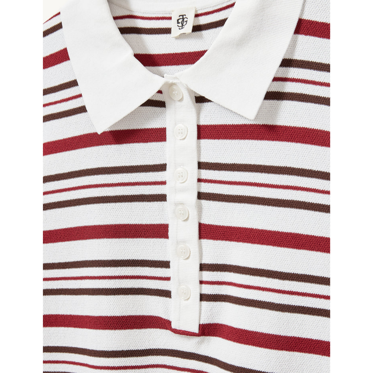 Madison Button Polo - White/Vino/Espresso