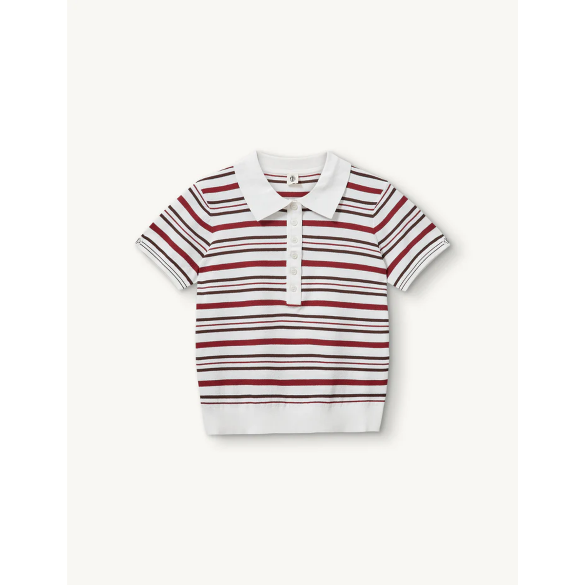 Madison Button Polo - White/Vino/Espresso