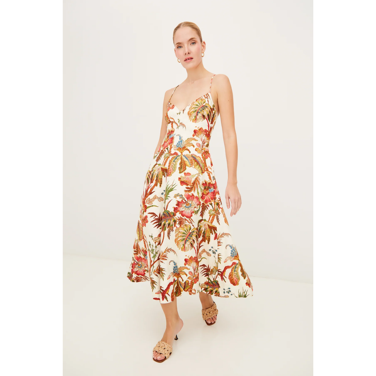 Mae Midi Dress - Fauna Floral Ivory