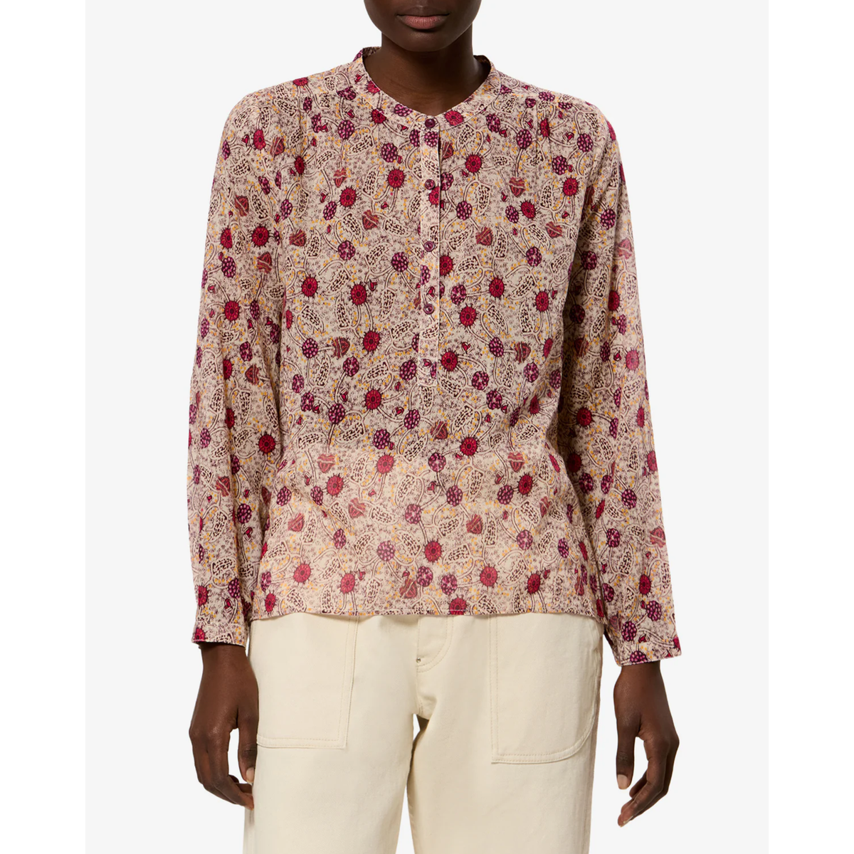 Maria Top - Ecru/Raspberry