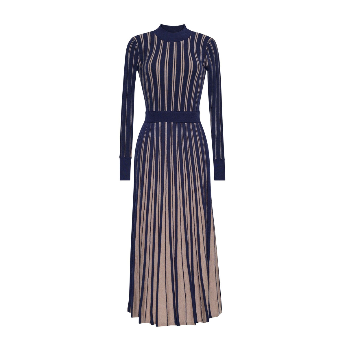Mariella Dress - Navy/Beige Stripe
