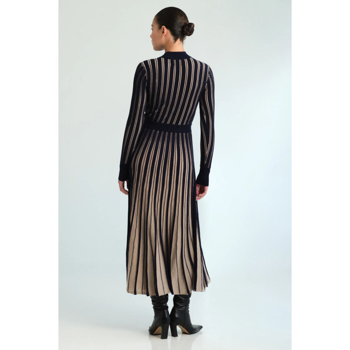 Mariella Dress - Navy/Beige Stripe