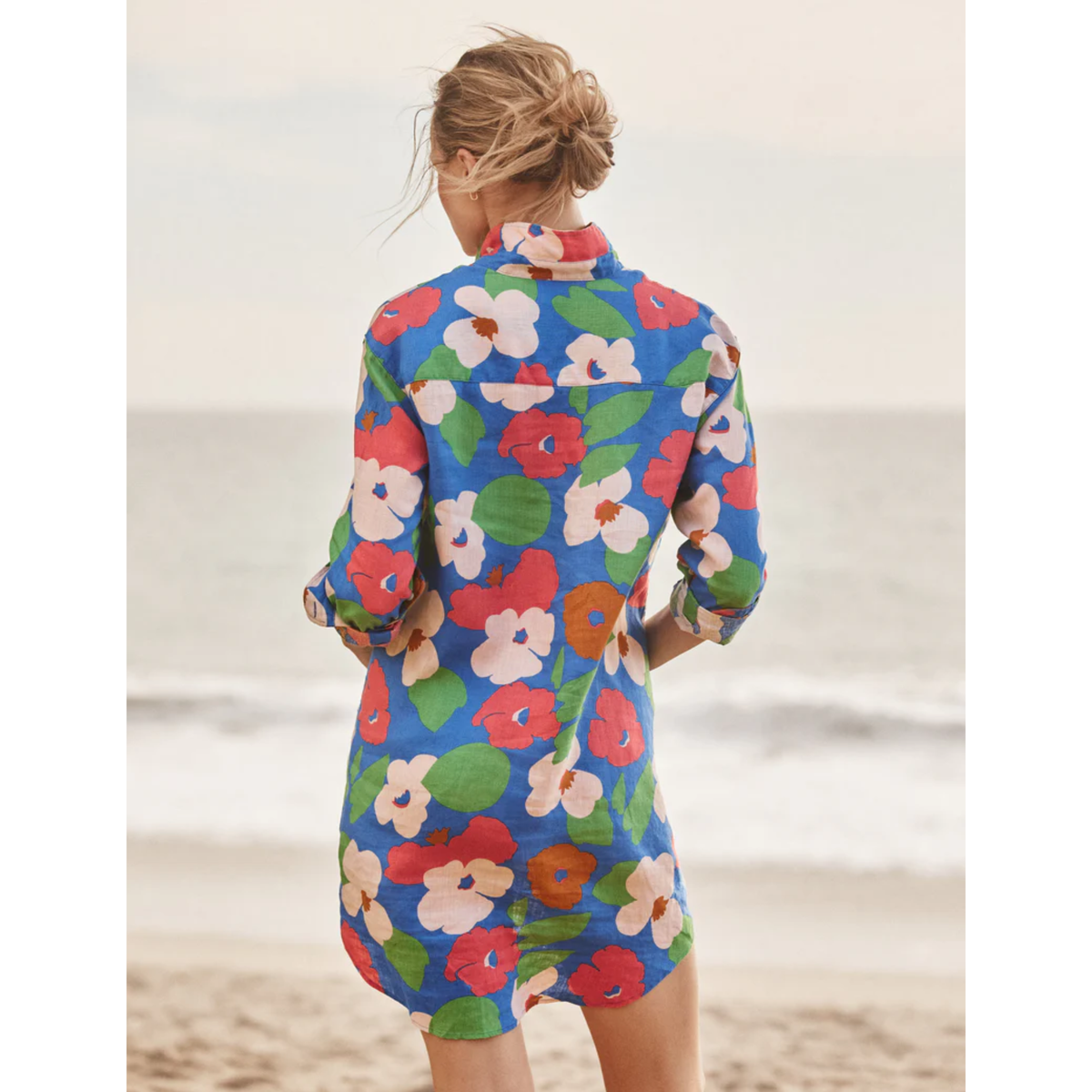 Mary Classic Shirtdress - Bright Blue Floral