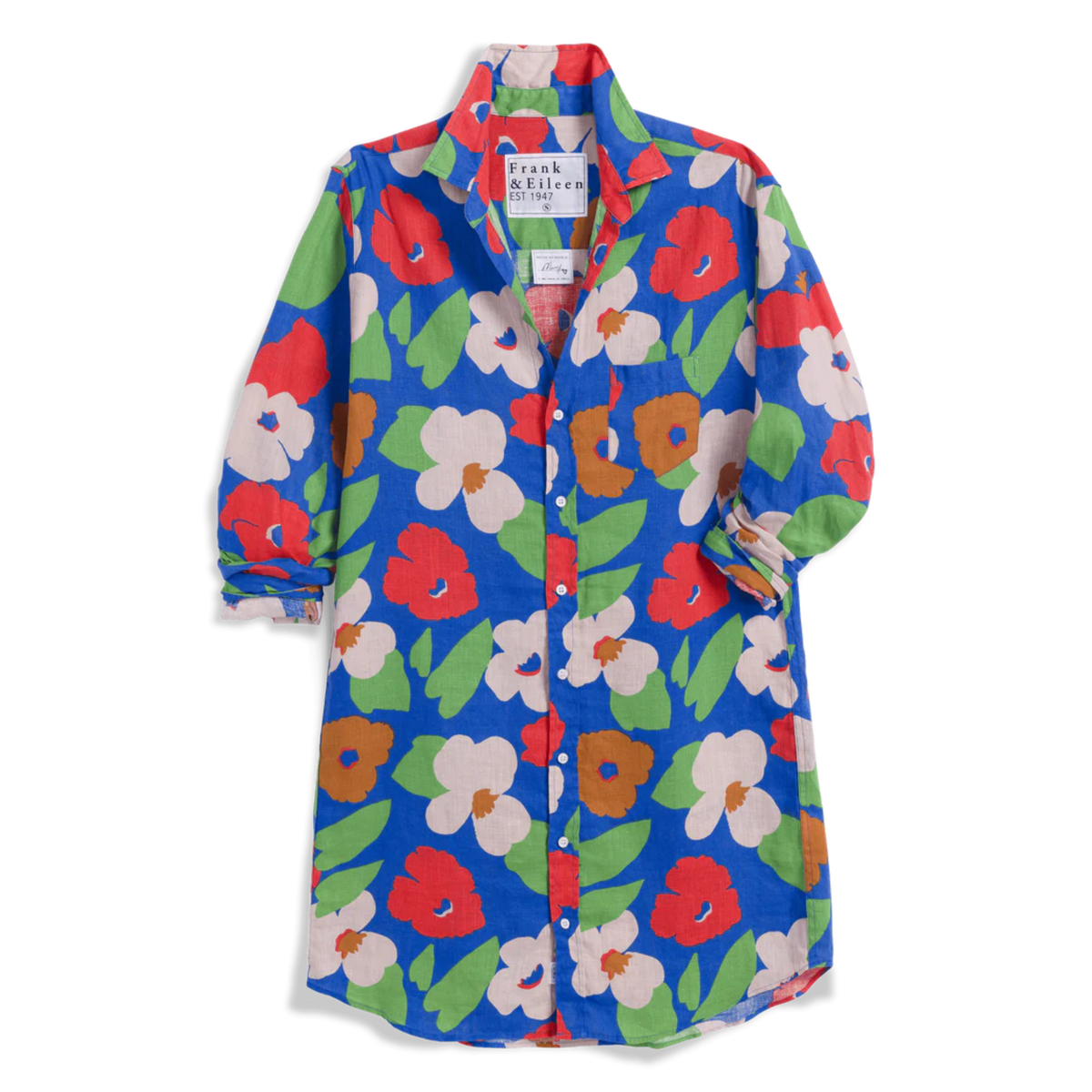 Mary Classic Shirtdress - Bright Blue Floral
