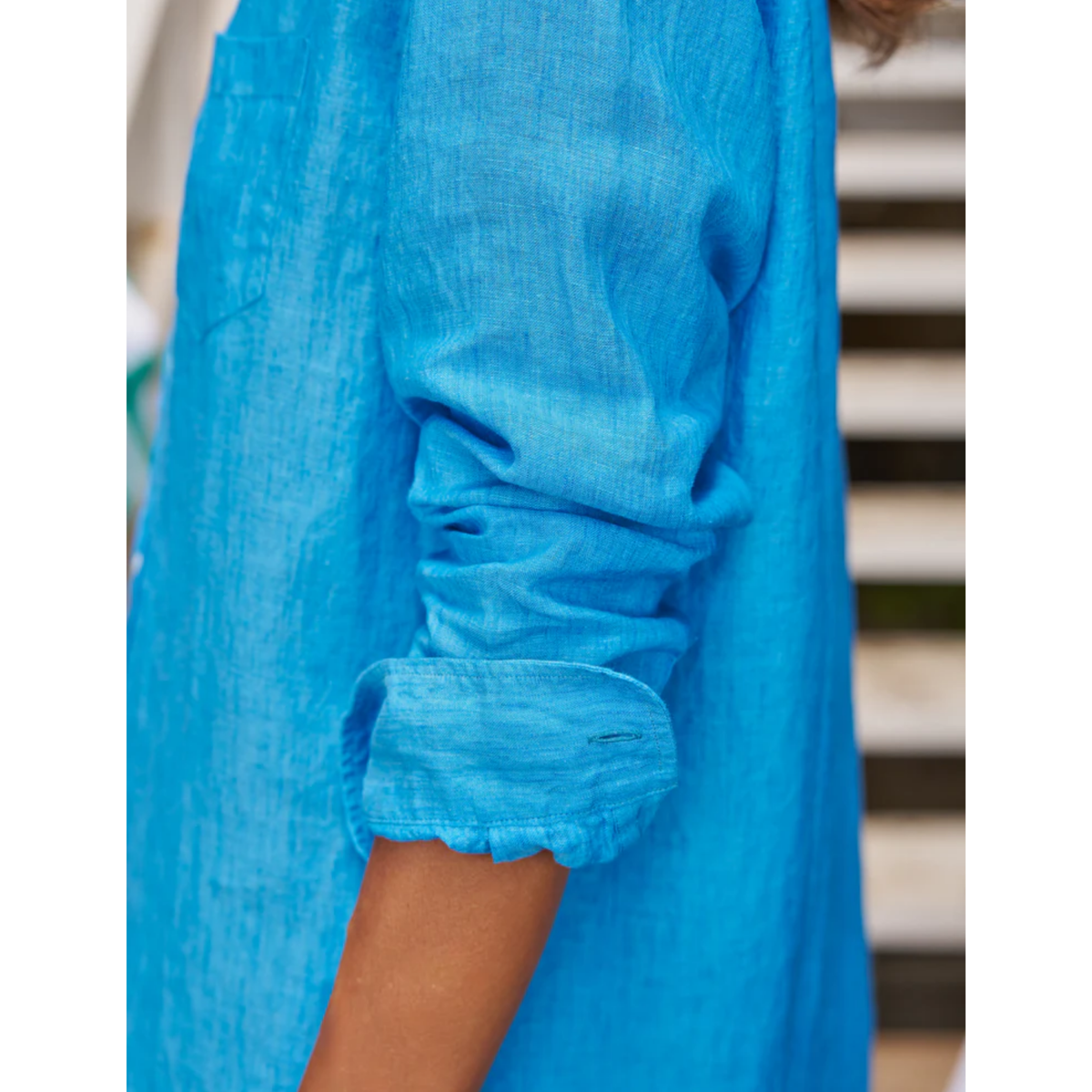 Mary Shirtdress Linen - Turquoise