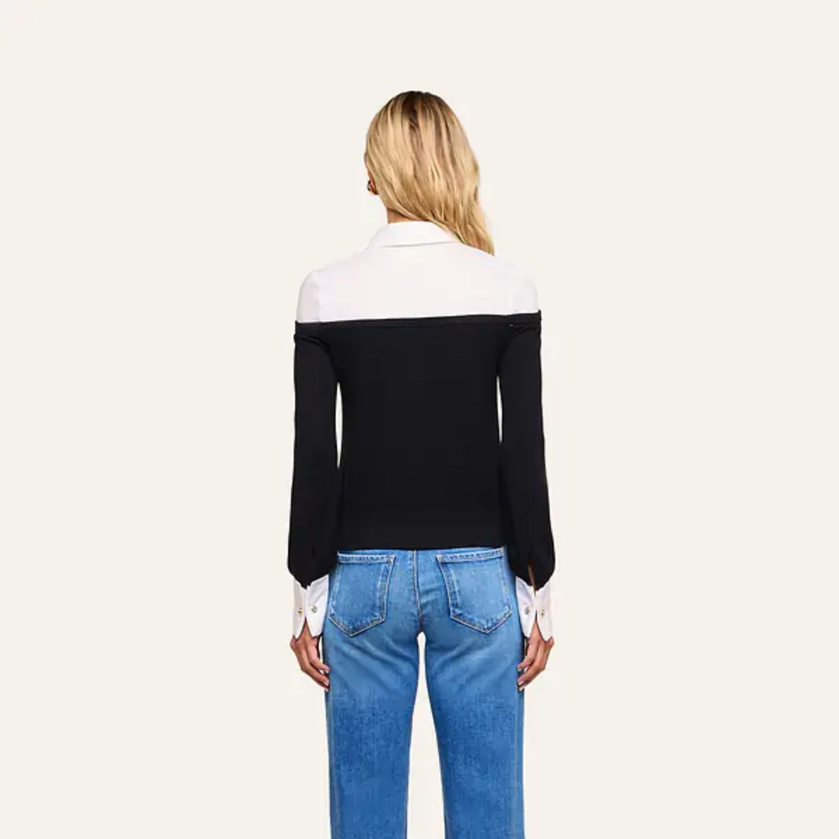 Mathilde Poplin Collar Pullover - Black/White
