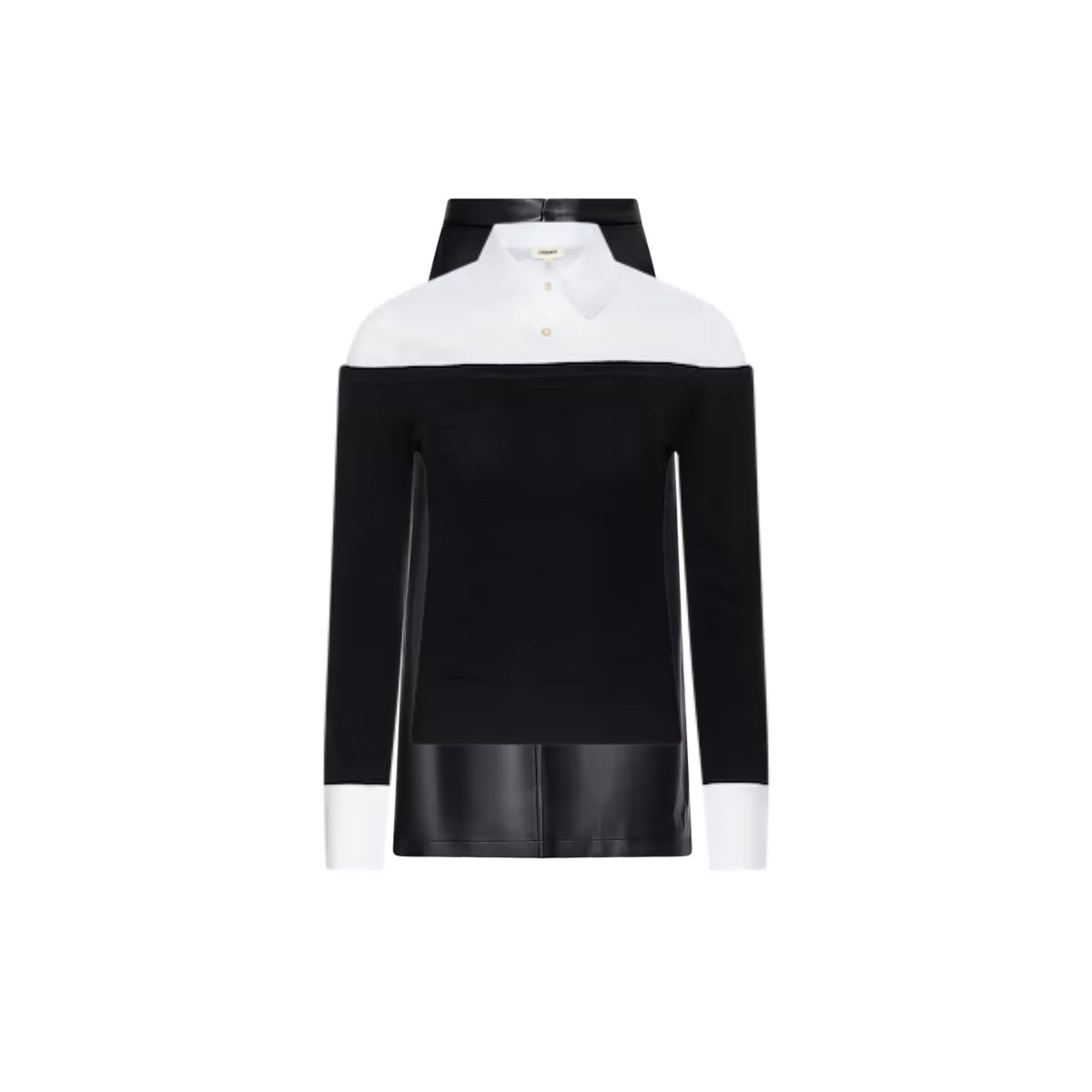 Mathilde Poplin Collar Pullover - Black/White