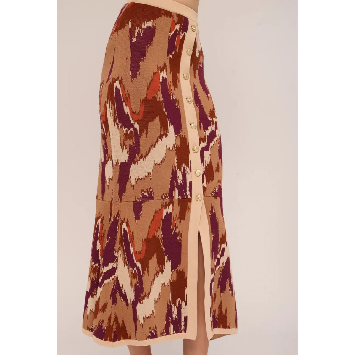 Mel Knit Skirt - Amber Brush Print Skirt