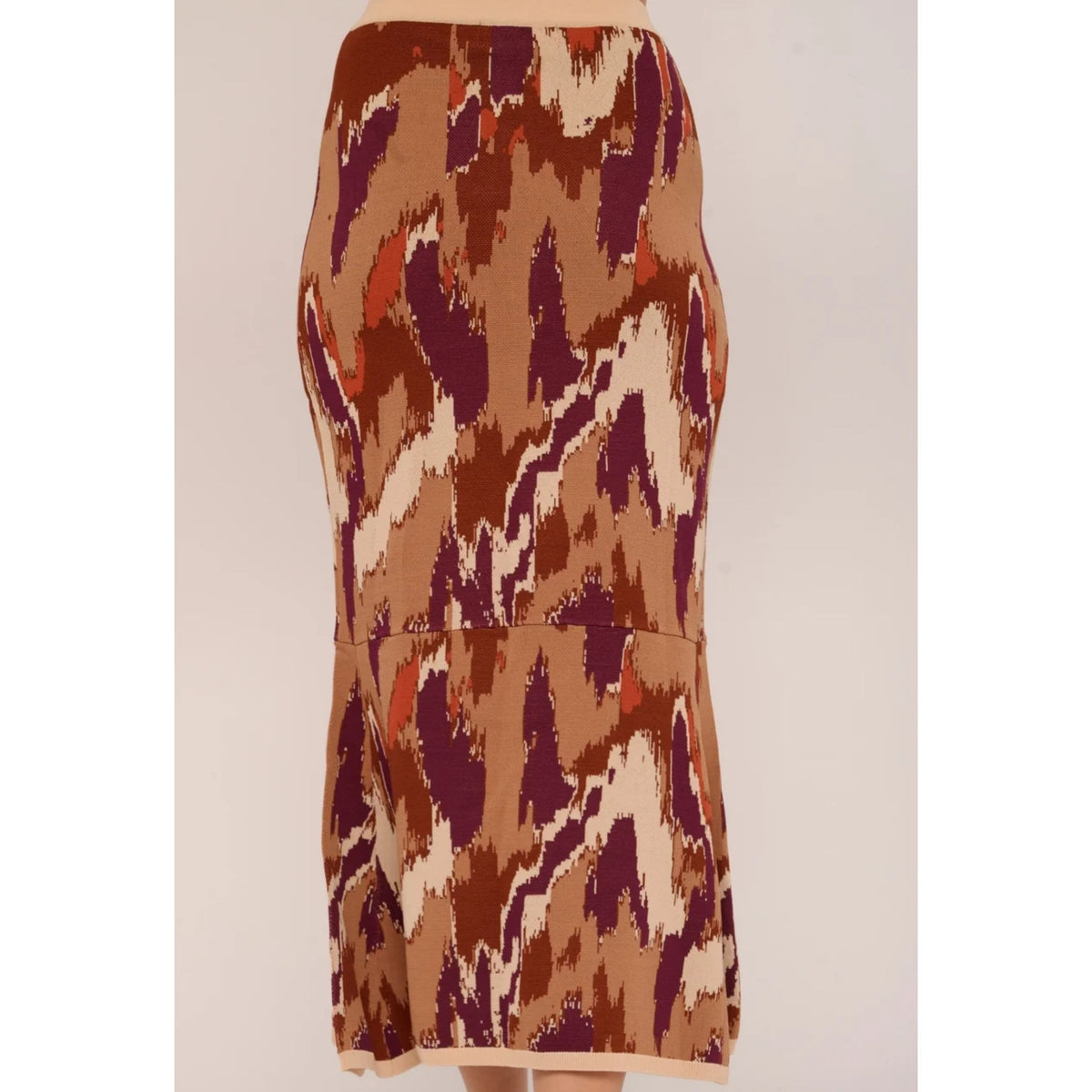 Mel Knit Skirt - Amber Brush Print Skirt
