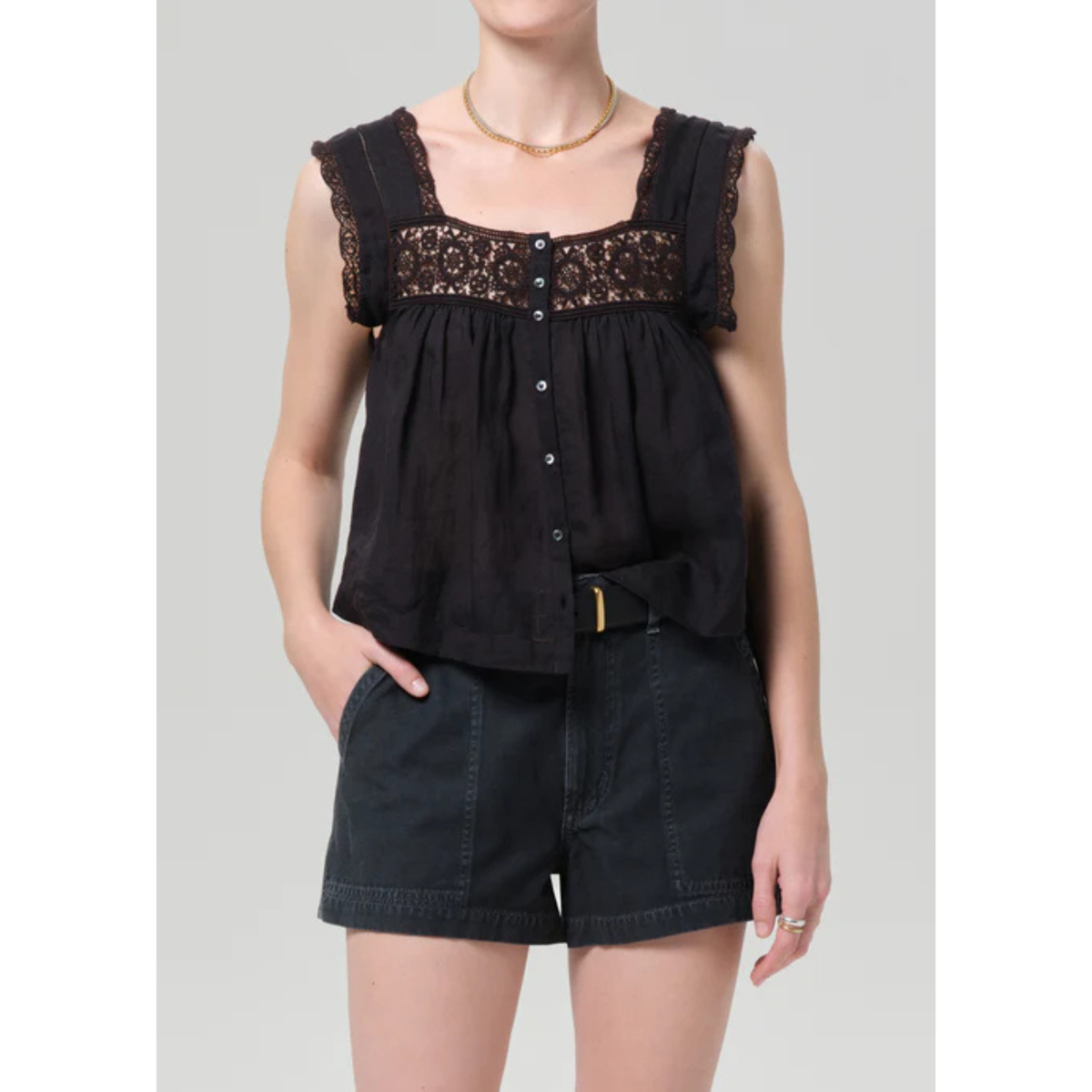 Mia Embroidered Top - Black