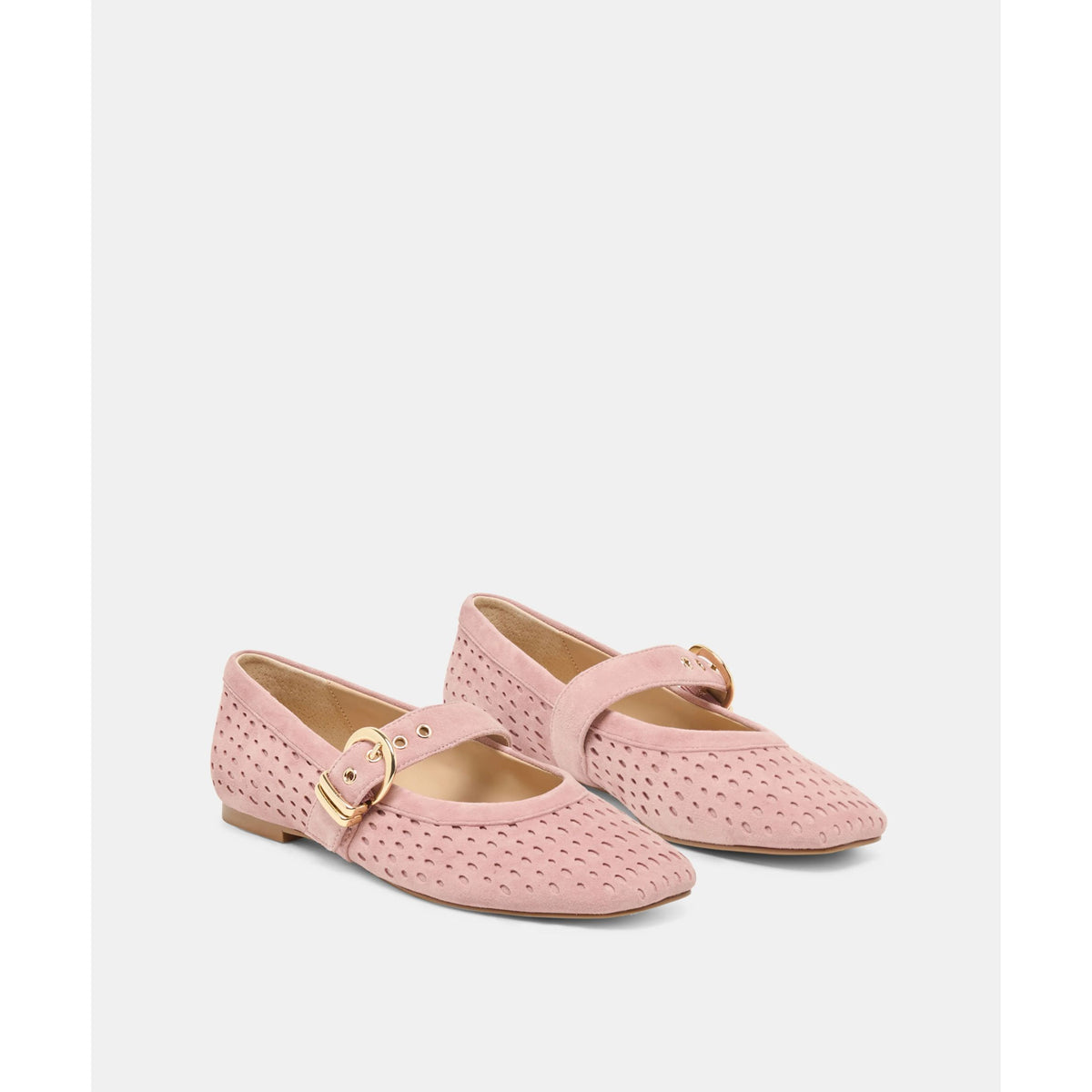 Mikela Ballet Flats - Pink Perforated Suede
