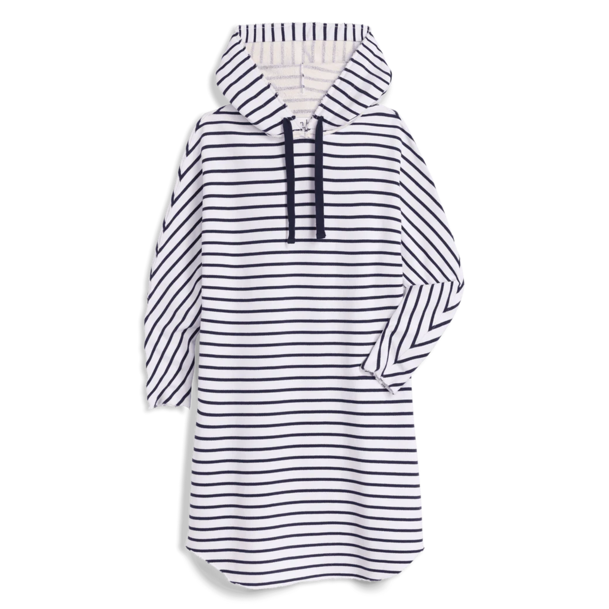 Striped dress with hood on a white background