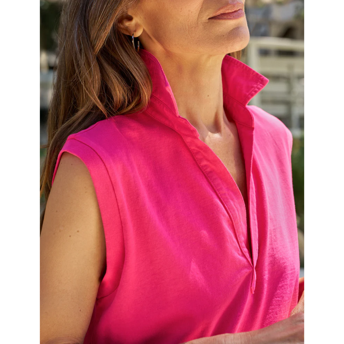 Mini Lily Popover Henley Tank Dress - Zinnia