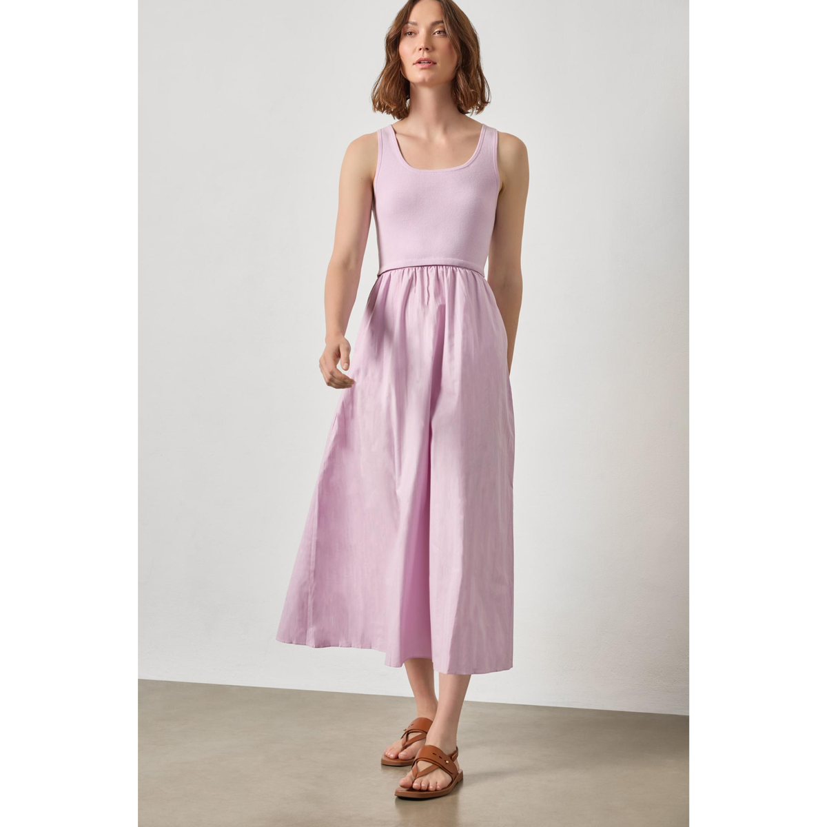 Mixed Media Scoop Neck Dress