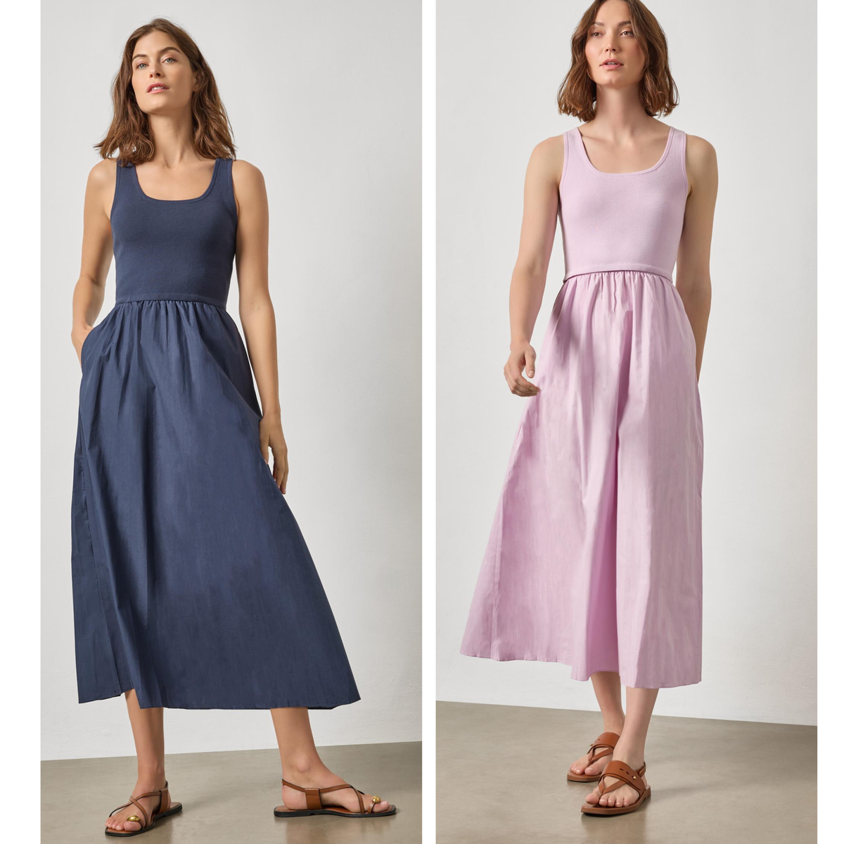 Mixed Media Scoop Neck Dress