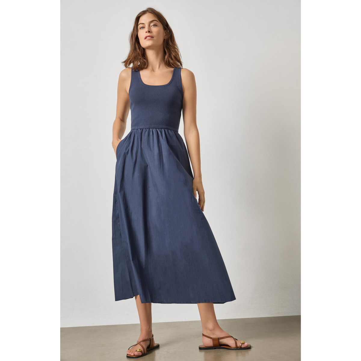 Mixed Media Scoop Neck Dress